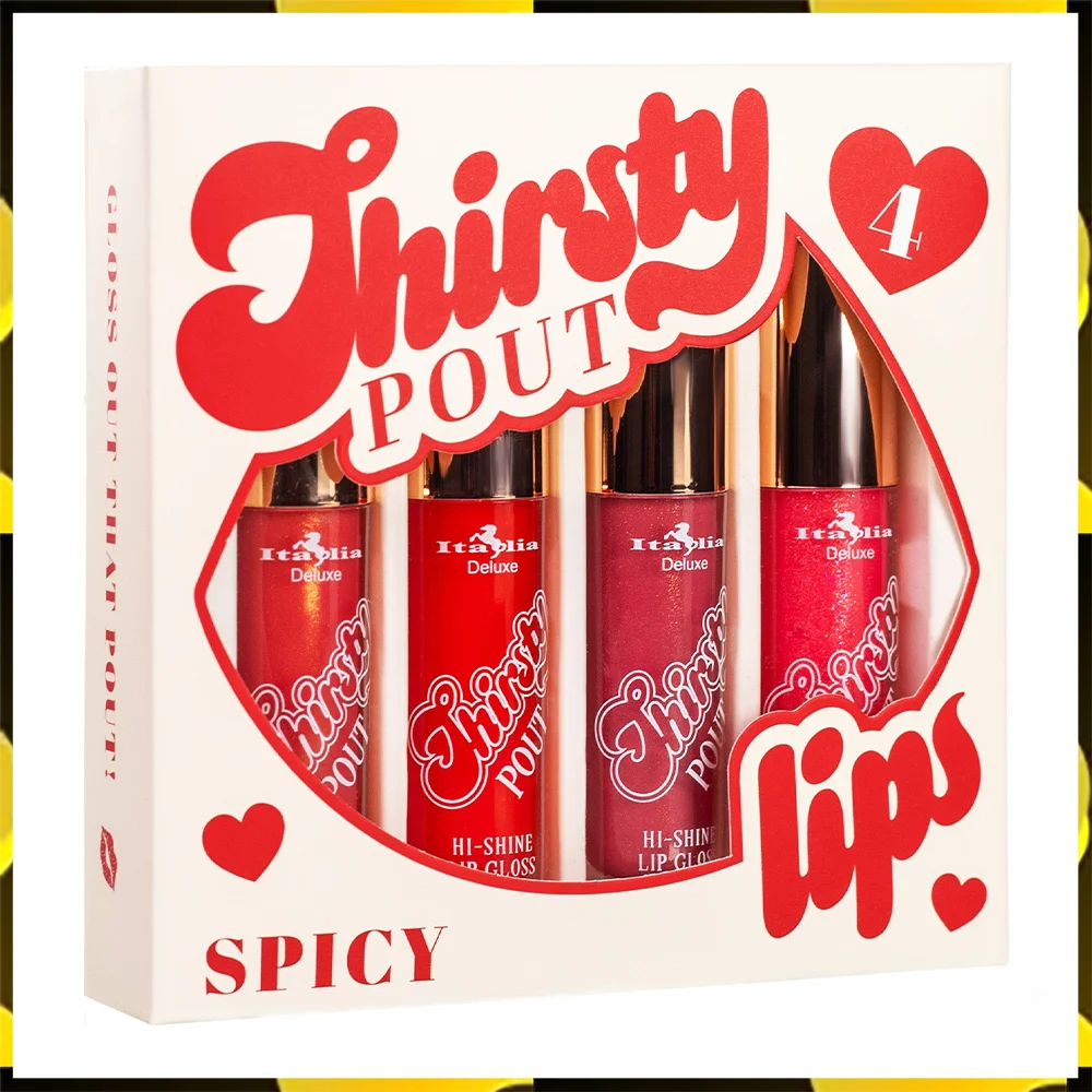 SET X4 BRILLOS LABIALES "SPICY" THIRSTY POUT- ITALIA DELUXE